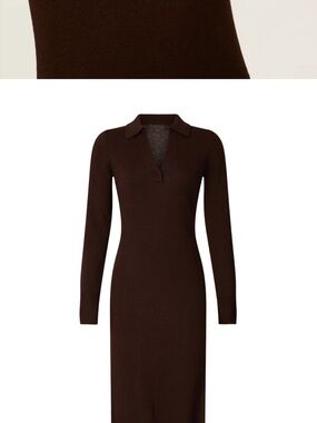 STAUD BrownLong-Sleeve Polo Knit Dress